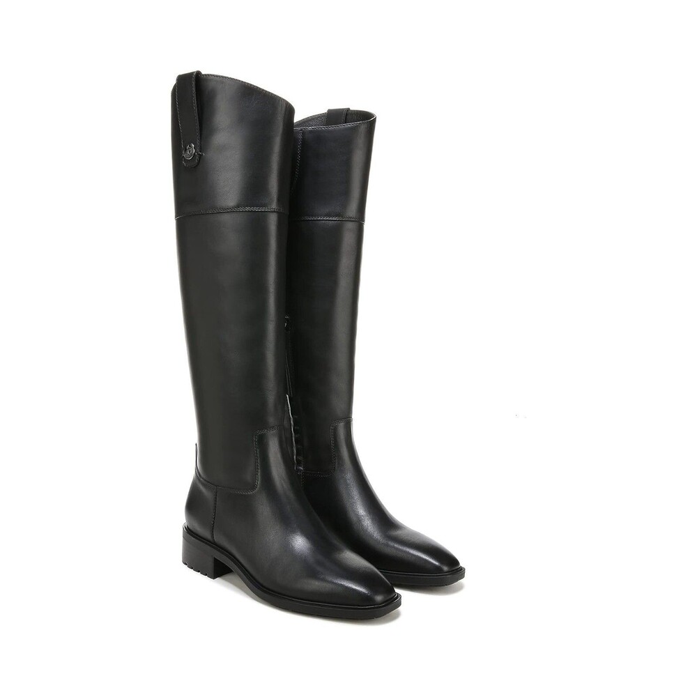 Sam Edelman Drina Tall Shaft Boots Black Women Zip, Square Toe Sz 7 / EU 37.5
